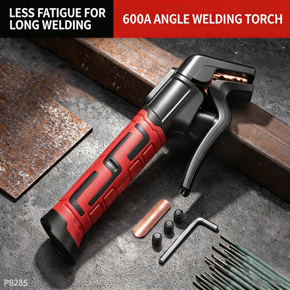 Bent Head Welding Tongs Electrode Holder Heat Resistant Copper Clamp Ergonomic Insulated Handle For Motorcycle Joining Tool