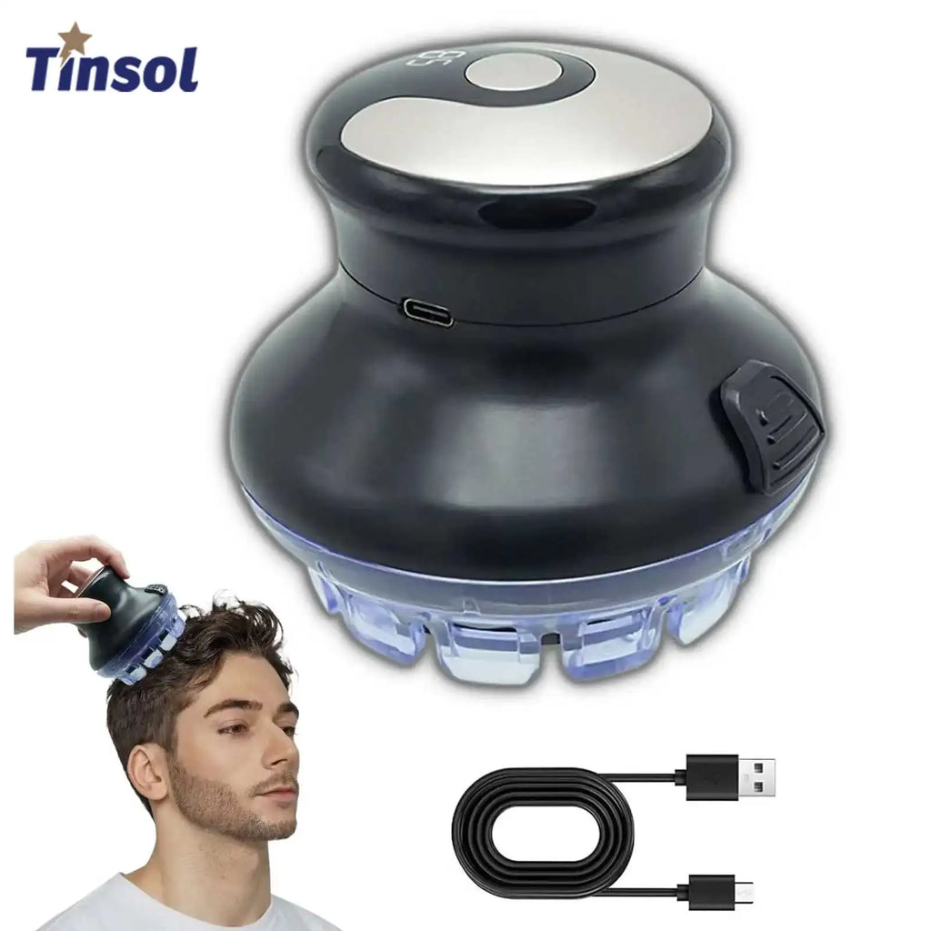 TINSOL Round Quick Haircut Wireless Round Hair Clipper with LED Display and Length Adjustable 3-12mm Self Haircutting Kit
