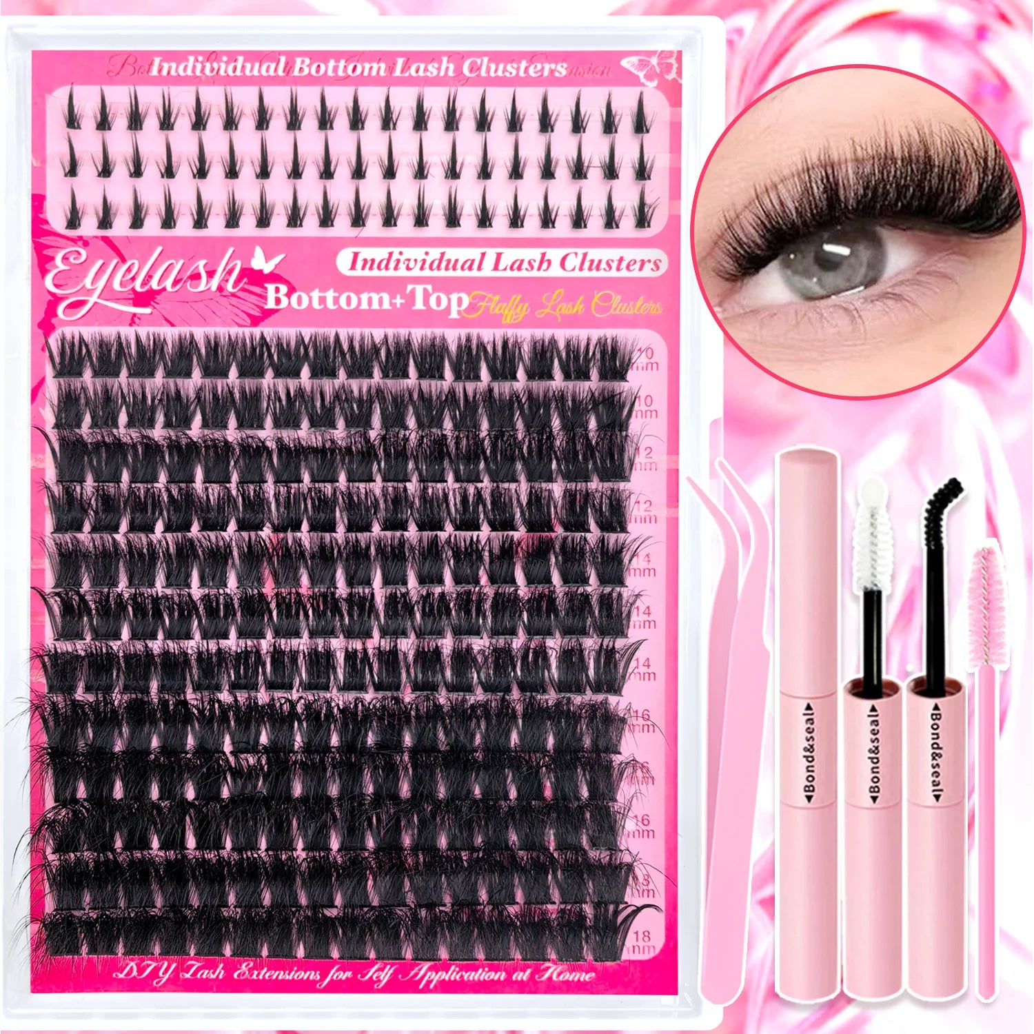 Show-Stopping Top & Bottom Lash Kit – 250/740 Cluster Shell Fluffy Volume, Mix-&-Match Lengths & Styles! Killer for Any Look