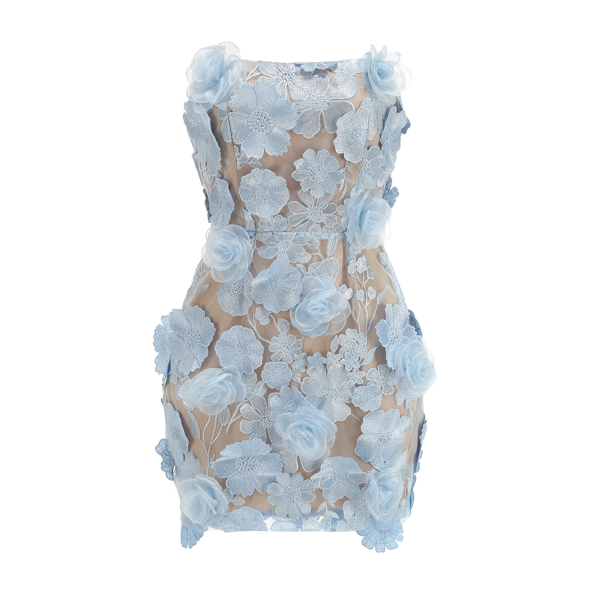Women's Sexy Strapless Dress with Embroidered Flowers Back Tie Adjustable Party Dress New Arrivals