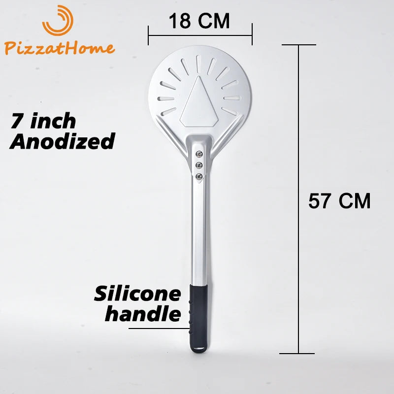 PizzAtHome Long Handle 7/ 8/ 9 Inch Perforated Pizza Turning Peel Pizza Shovel Aluminum Pizza Peel Paddle Small Pizza Tool