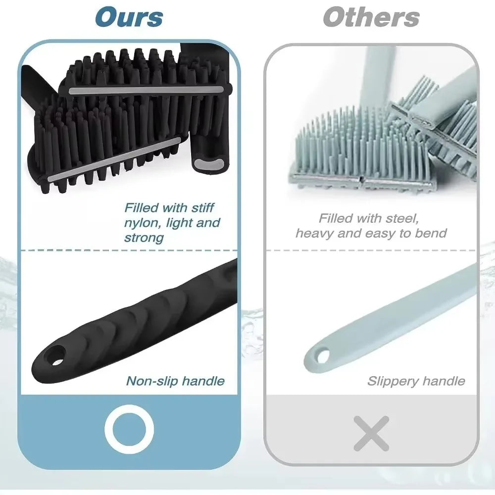 Silicone Soft Back Scrubber Brush Bath Shower Body Scrubbing Brush with Handle Exfoliating Scrub Body Care Massager Bath Supplie