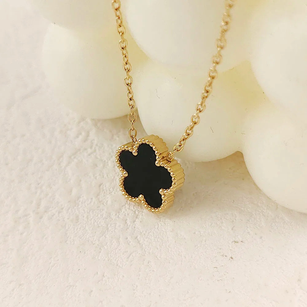 Classic five-leaf clover shell pendant, high quality waterproof metal 18K women's necklace, wedding party jewelry