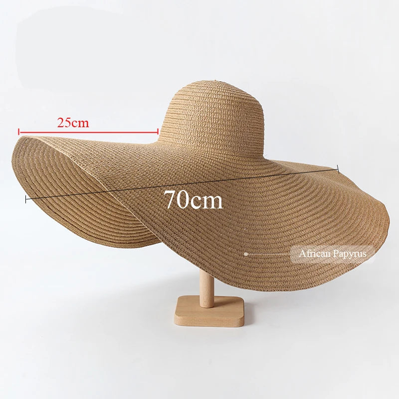 Summer Large Wide Brim Foldable Sun Hats For Women Oversized Sun Shade Hat Travel Straw Hat Lady UV Protection Beach Hat