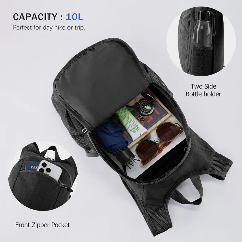 Compact Lightweight Day Hiking Backpack Foldable with Storage Pouch, Great for Short Outdoor Escapes