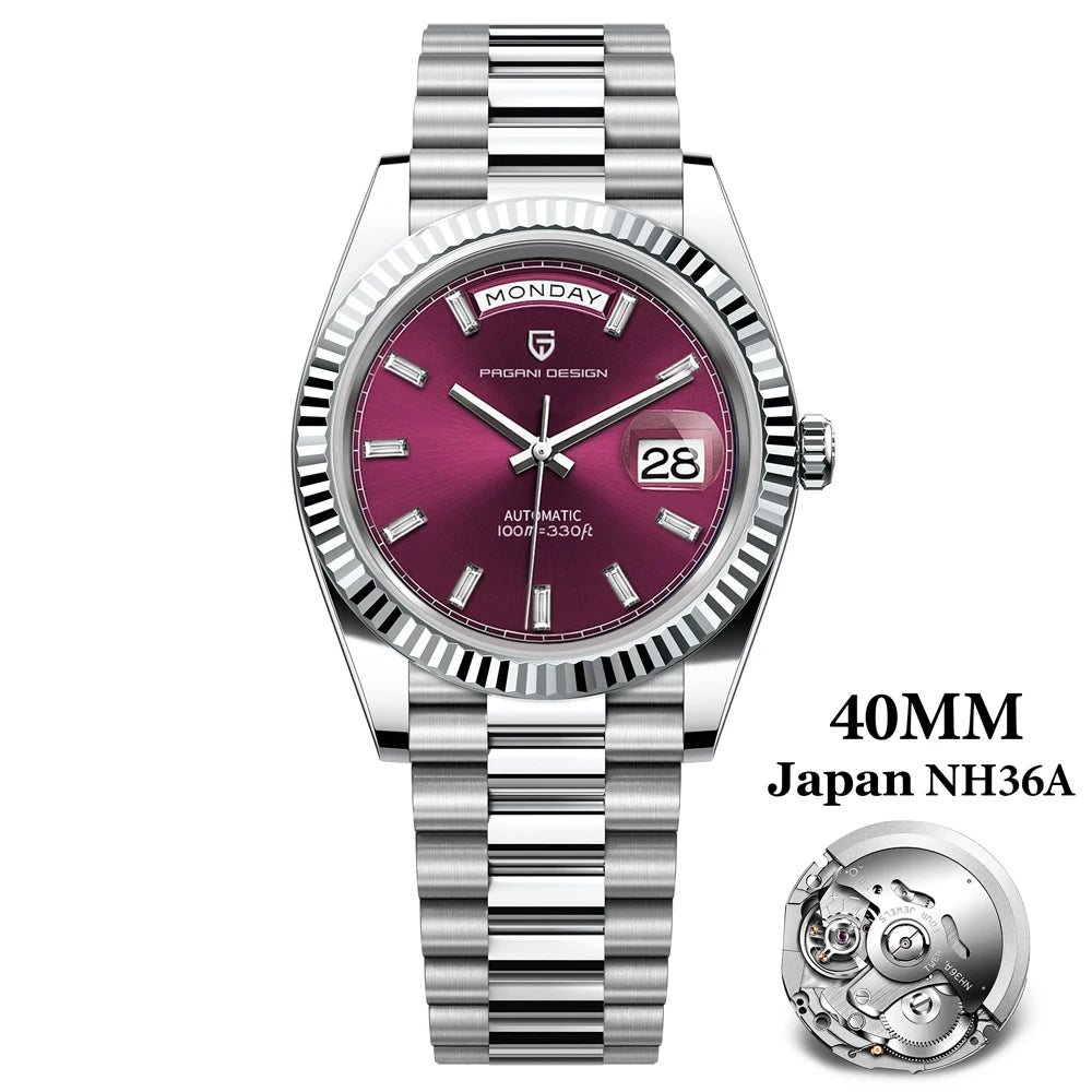 PAGANI DESIGN 2026 New Luxury Rose Gold DD40 Automatic Watch For Men NH36A Mechanical Wristwatch Men Stainless steel Waterproof