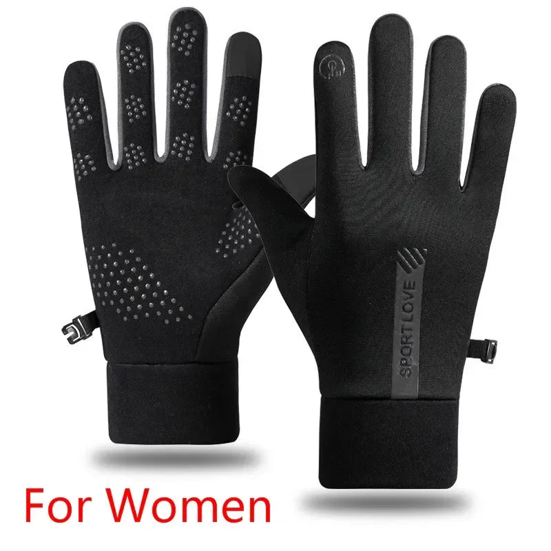 Winter Gloves Men Women Cycling Bike Non-slip Thermal Fleece Cold-Resistant Wind Waterproof Warm Outdoor Running Skiing Mittens