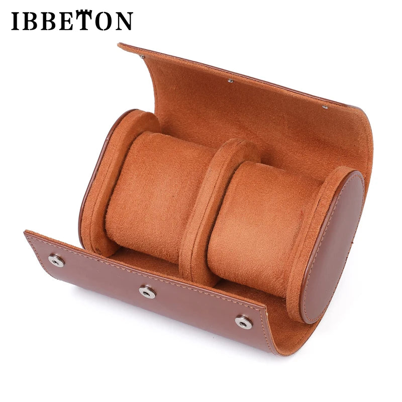 IBBETON 3-Slot Watch Roll Travel Case Portable Vintage Leather Watch Display Case Watch Storage Box Watch Organizers of Men Gift