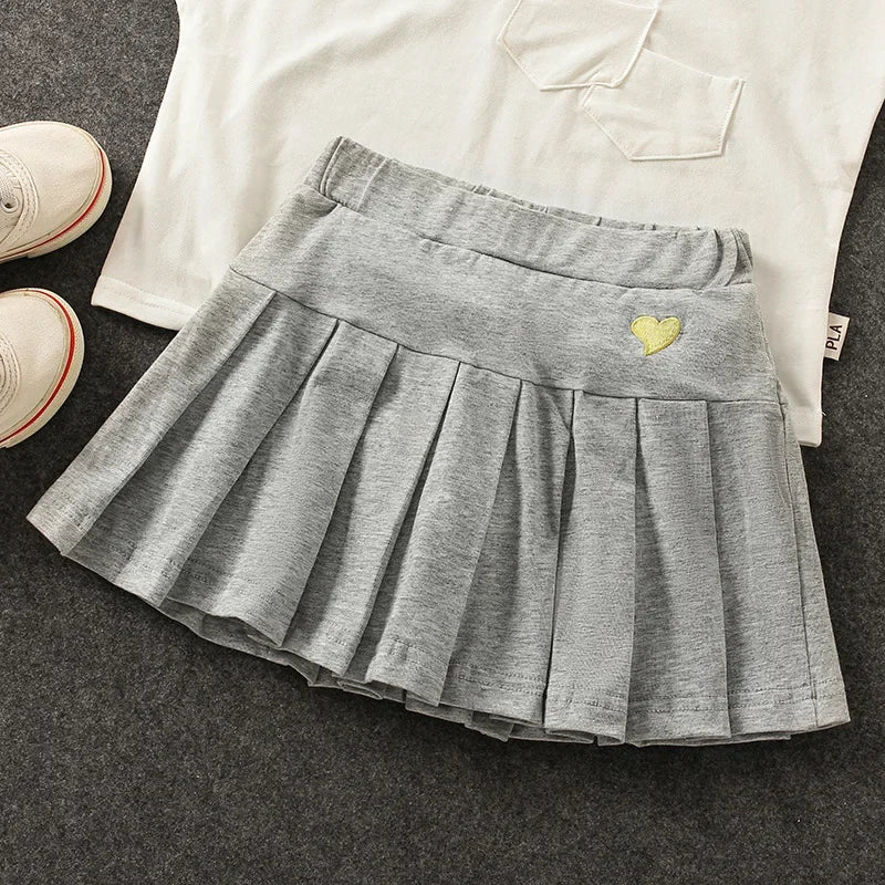 Girls' New All-Match Pleated Culottes Medium And Small Children'S Summer Skirt With Inner Safety Pants Student Uniform Skirts