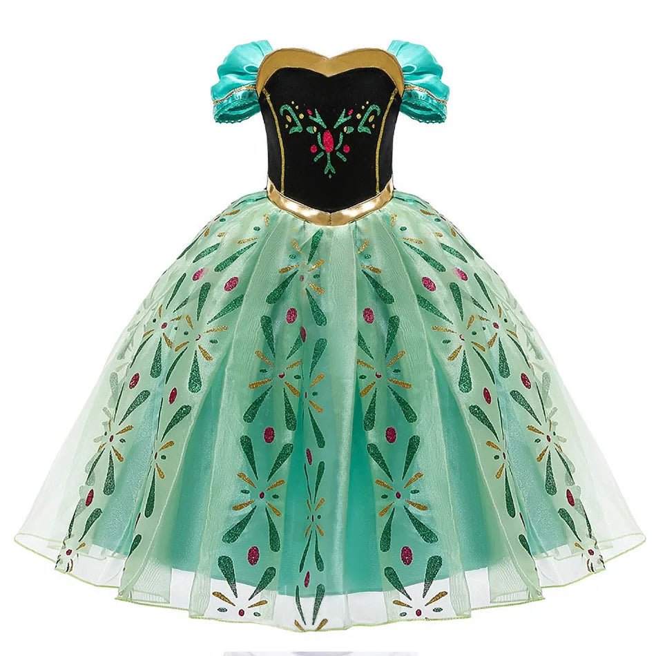 Girl Princess Dress Snow Queen Elsa Anna Costume Girls Birthday Stage Performance Halloween Party Dress Kids Cosplay Dresses