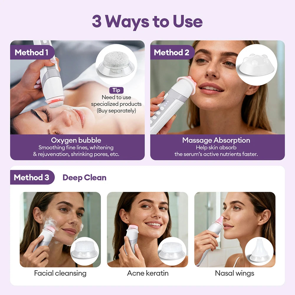 4 Tips CO2 Bubble Pen Aqua Skin Face Cleansing SPA Beauty Device CO2 Pods Massager Portable Oxygen Bubble Facial Machine