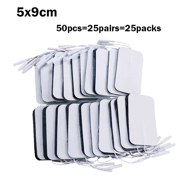 20/100p 5x5cm TENS Ems Nerve Muscle Stimulator Electrode Pads Gel Electrode Pads Tens Electrodes Acupuncture Machine 2mm Plug
