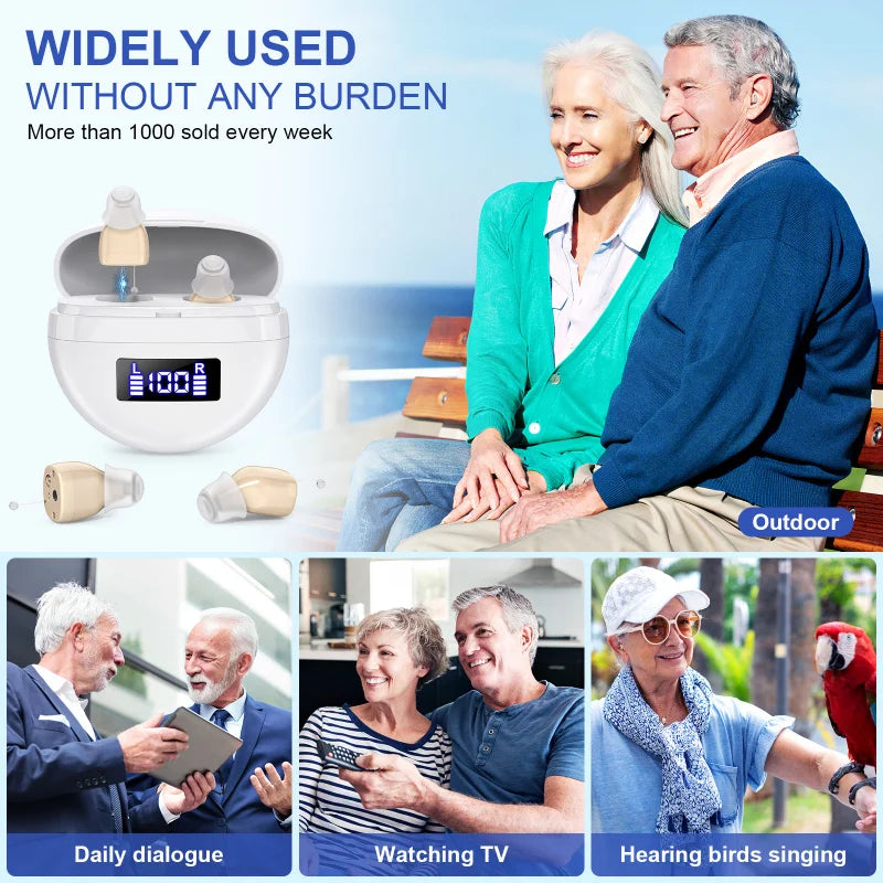 Rechargeable Hearing Aid For The Elderly With Noise Reduction Function, Digital Display, No Whistling Magnetic Hearing Aids, CIC
