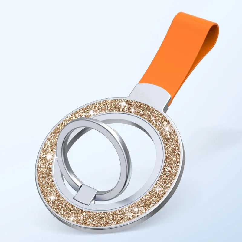 Universal Double-sided Magnetic Holder for Magsafe Mobile Phone Stand in Car Grip Finger Ring Bracket with Hand Strap for iPhone