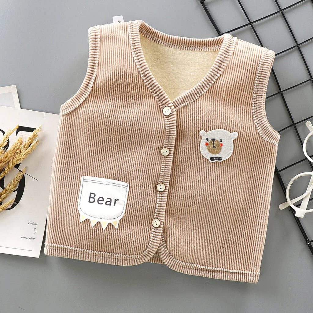 Kids Clothes Waistcoat Children's Vest Boy Girl Thicken Velvet Lining Keep Warm Jackets Vest Children's Clothing Autumn Winter