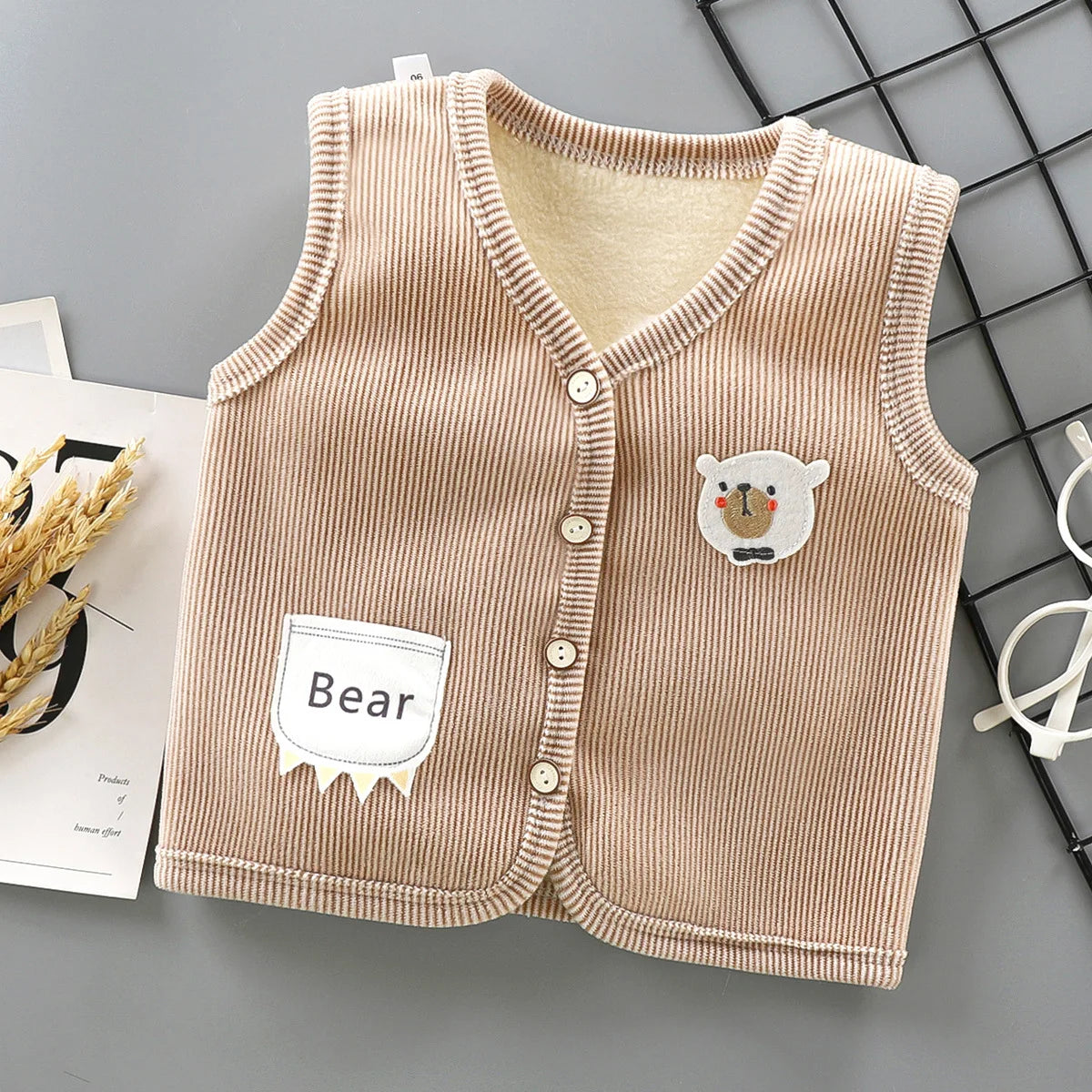 Kids Clothes Waistcoat Children's Vest Boy Girl Thicken Velvet Lining Keep Warm Jackets Vest Children's Clothing Autumn Winter