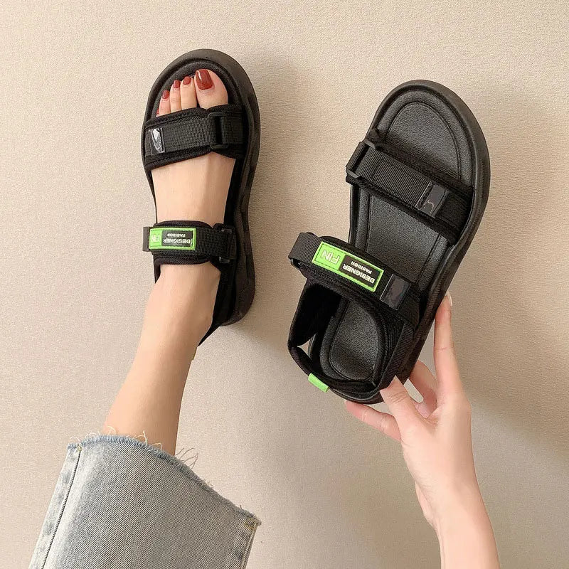 2023New Women's Sandals Fashion Thick Soled Non Slip Comfortable Outer Wear Seaside Sandalias for Summer Buckle Strap Beach
