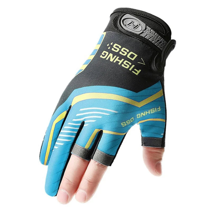 1Pair Luya Fishing Gloves Sunscreen Windproof Breathable Cut Resistant Anti Slip Three Finger Sports Fishing Equipment