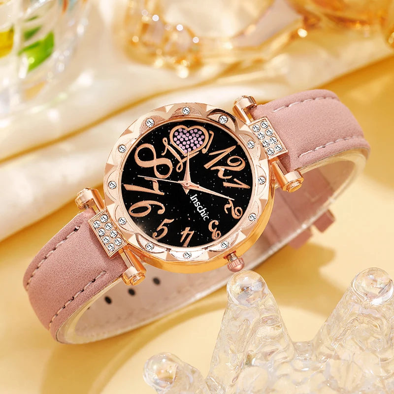 6Pc Compact And Exquisite Quartz Watch For Valentine's Day, Ramadan, Birthdays, The Ideal Gift For Friends And Family