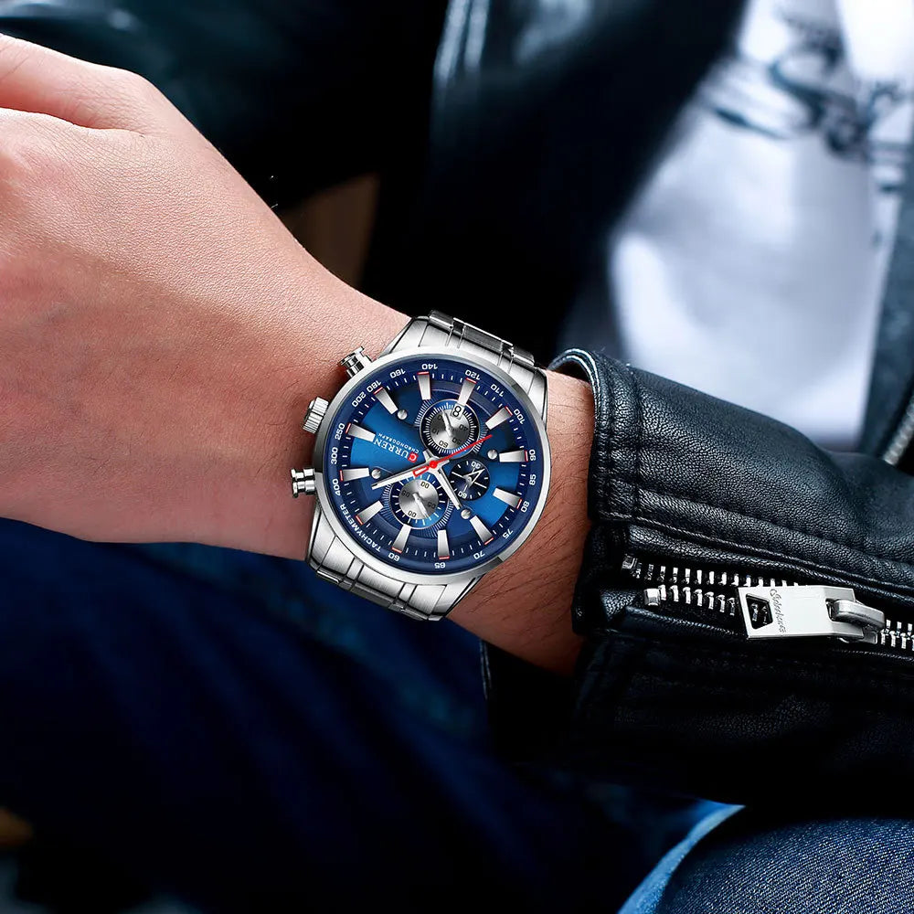 Men six-pin multifunctional quartz watch Waterproof round calendar wristwatch Sport Waterproof Wrist Chronograph Date Watches