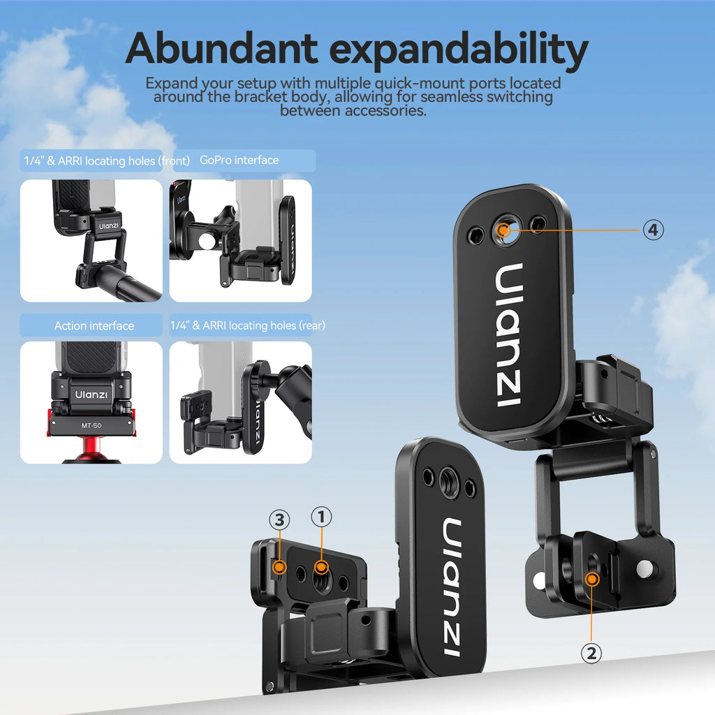 Ulanzi PK16 Pocket3 Magnetic Mount for DJI Osmo Pocket4 3 Quick Release Adapter Frame Holder Outdoor Travel Vlogging Accessories