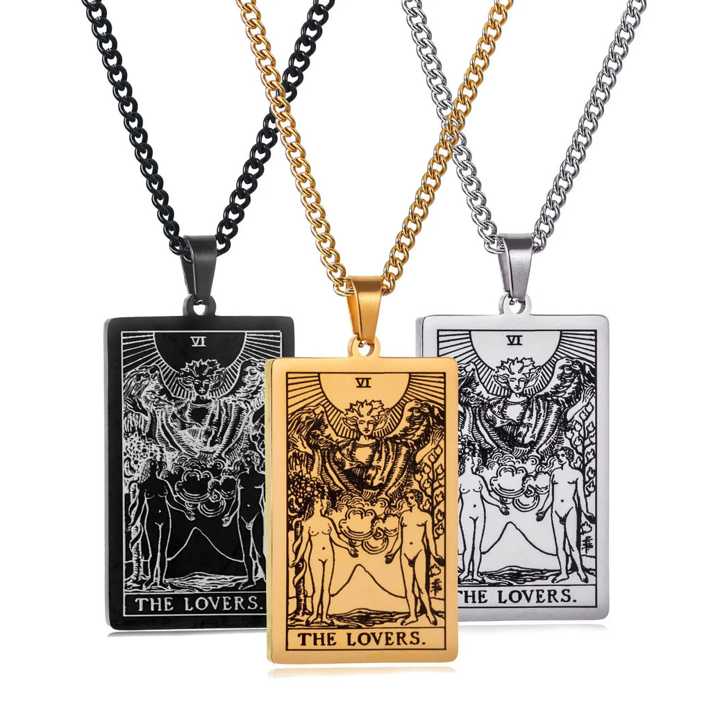 Chain Necklace Stainless Steel 22 Tarot Cards Necklace  Personality Pendant Neck Jewelry for Men/Woman Newest Design Wholesale