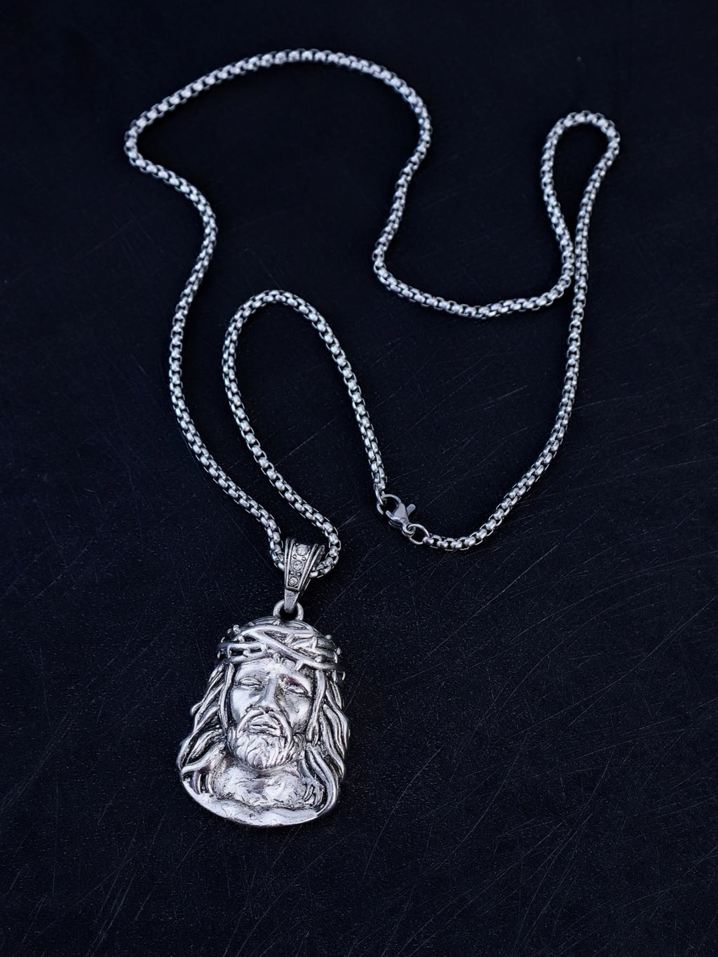 6 Sizes Hip Hop Punk Style God Jesus Head Deluxe Gold Plated Pendant Collar Necklace Figaro Chain Men Women Jewelry