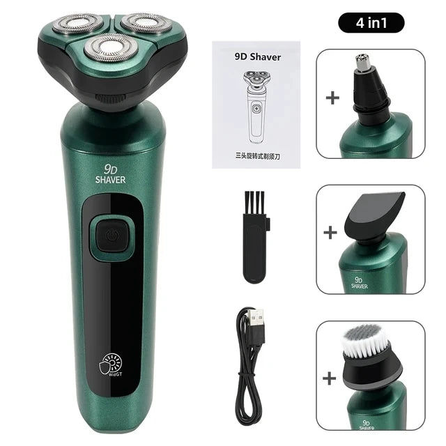 LCD Display Smart Electric Shaver, 3D Floating Triple Head Razor, USB Rechargeable Waterproof for Shaving & Beard Trimming