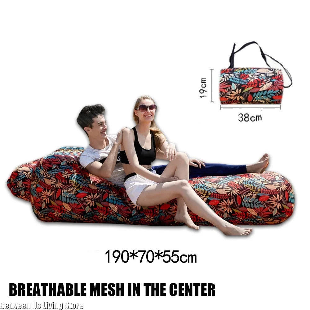Luxury Inflatable Sofa Bed - Extra Wide Non-Roll Design for Beach, Garden & Indoor | Quick Setup Air Lounger