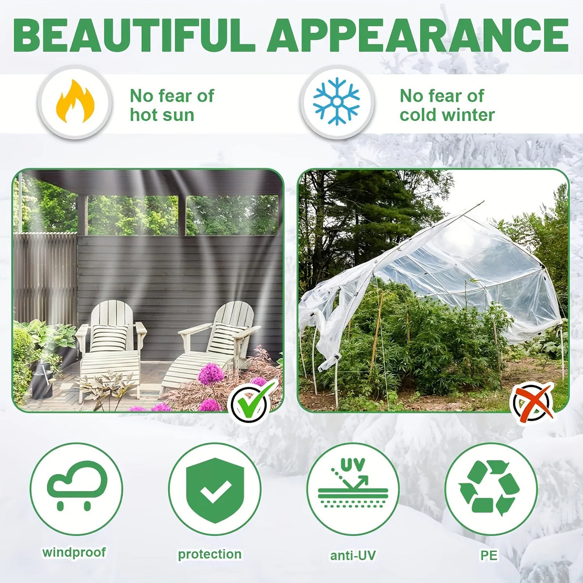 Transparent Waterproof Cloth with Gasket - Perfect for Gardens, Courtyards, Chicken Coops, Porch Awnings, and Camping