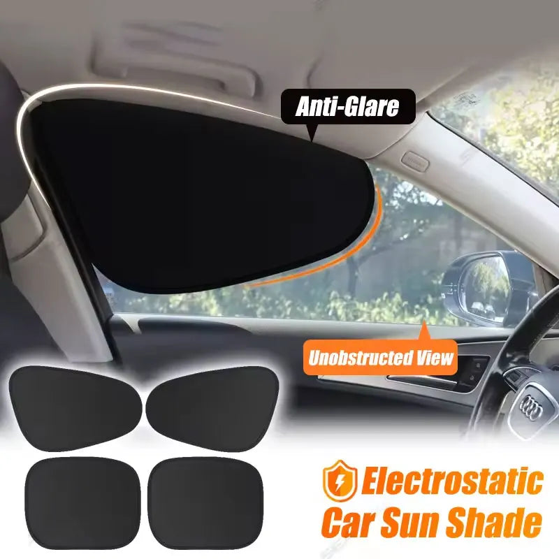 Summer Electrostatic Sun Visor for Car Side Window 4-Layer Sun Shade Curtains Anti-Glare UV-Blocker Auto Sun Protection Cover