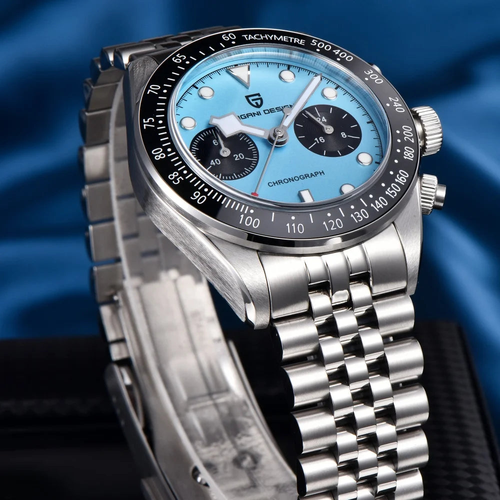 2026New PAGANI DESIGN Quartz Panda Dial Watch Sapphire Luxury Luminous 500 Bezel Men Watch 316L All Steel Japan Movt Chronograph
