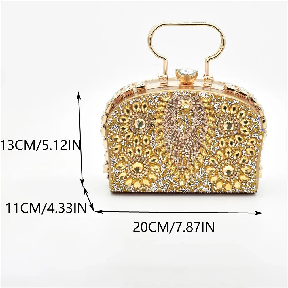 Italian Shoes and Bags Matching Set with Rhinestone Nigerian Women Shoes and Bag Set with Appliques Full Crystal for Dress