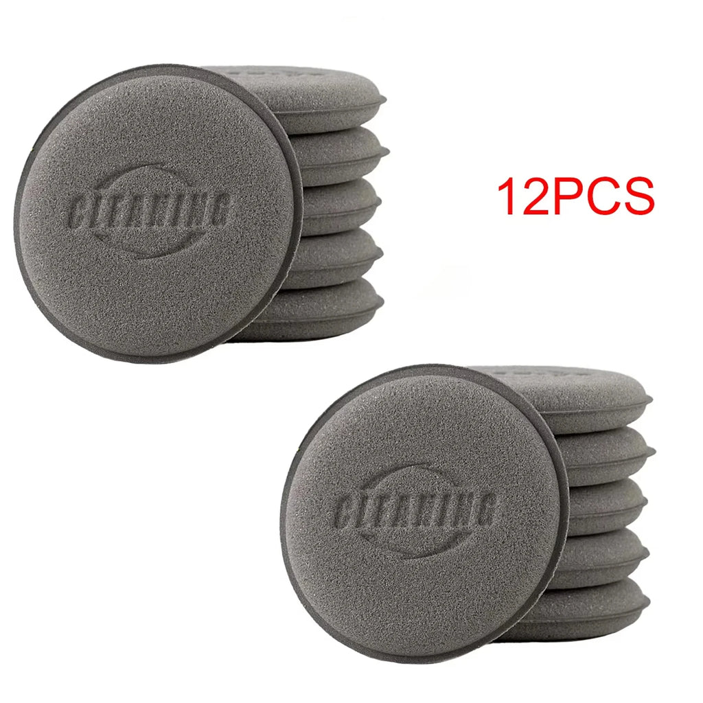 12PCS Car Detailing Sponge High Density Foam Applicator Pad Round Polishing Wiping Cleaning Tool For Auto Car Wash Supplies