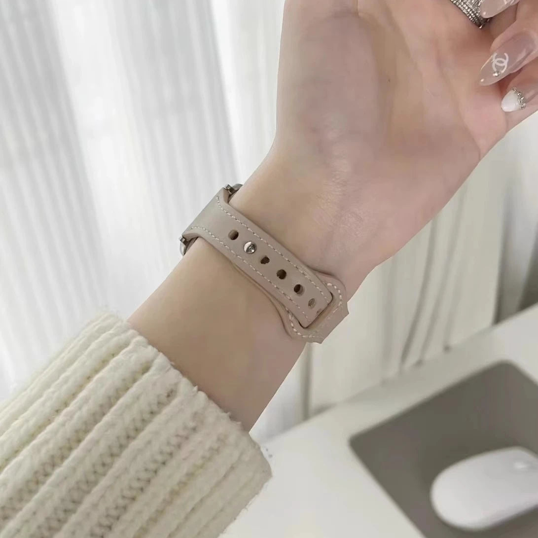 Slim Leather Strap for Apple Watch Band Ultra 49mm 8 41mm 45mm 7 SE 654321 44mm Women Bracelet Loop for iwatch series 42mm 40mm