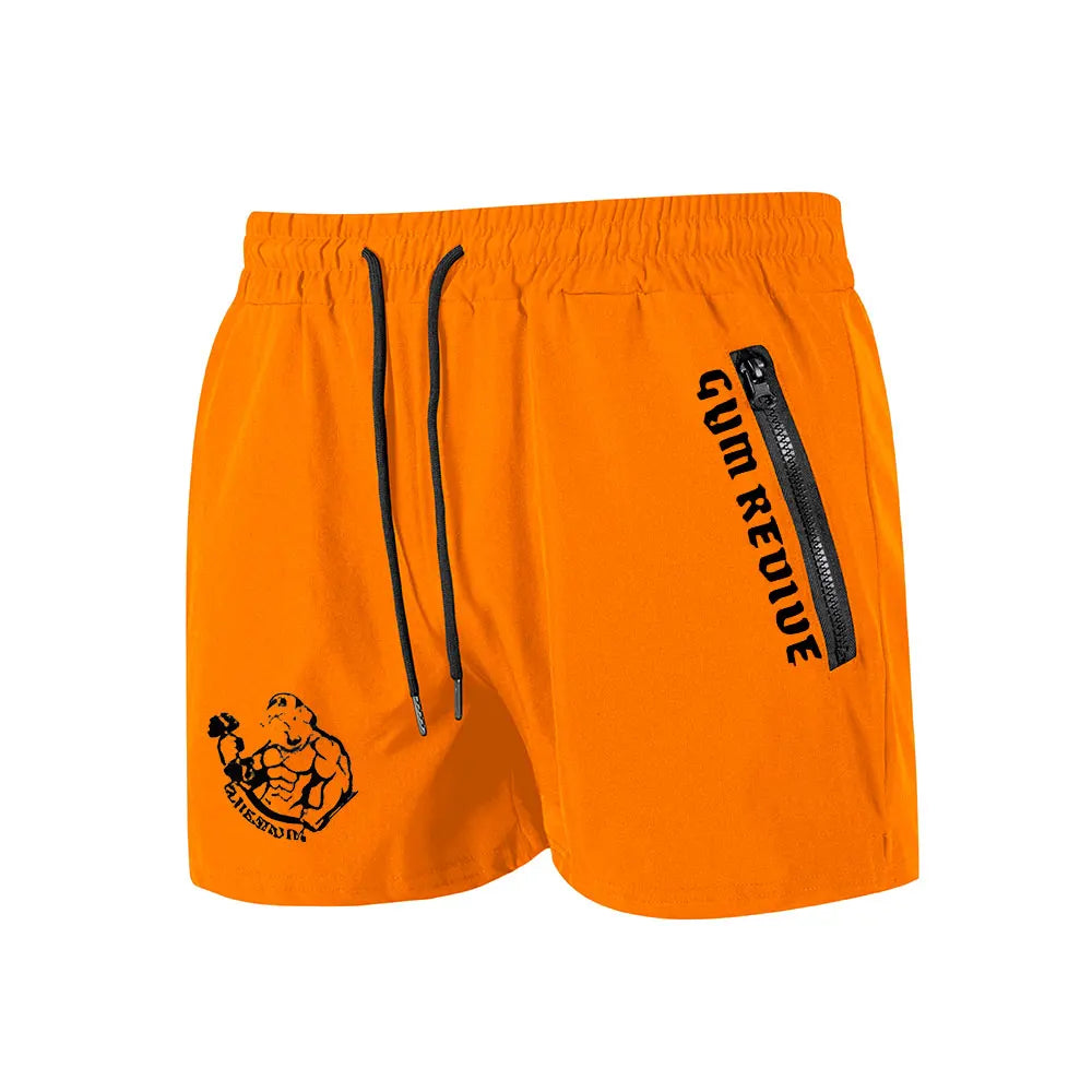 Men's Printed Shorts Summer Quick Dry Side Double Zipper Pockets Design Running Basketball Training Gym Shorts