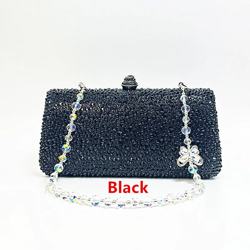 XIYUAN Orange Crystal Evening Clutch Bag Glittering Diamond Crossbody Purse Wedding Bridal Handbag Gorgeous Stones Party Purses