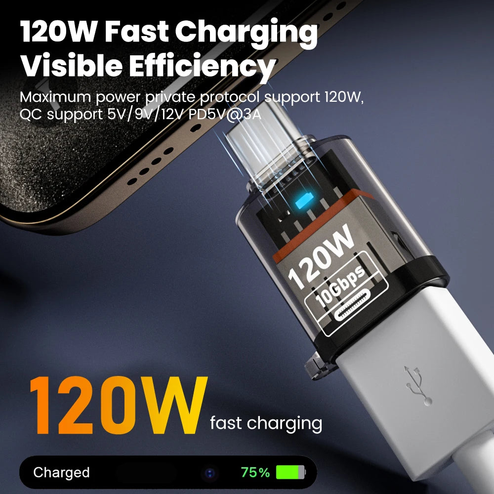 120W Fast Charging USB 3.2 to Type C Adapter OTG 10GB High Speed Data Audio Transfer For PC Tablet Xiaomi Huawei USB C Converter