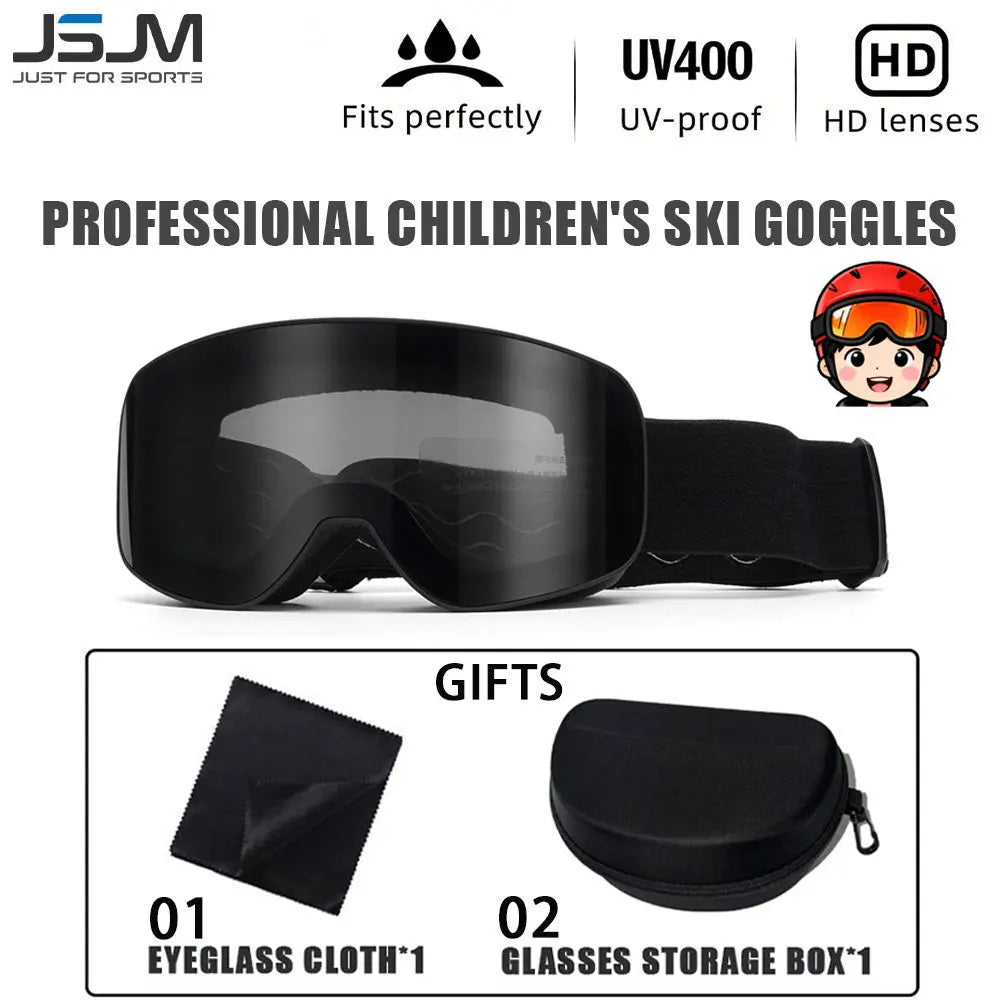 New Children Kids Skiing Goggles 4-15 years old Professional Anti-fog Child Snowboard Goggles UV400 Kids Ski Mask Glasses