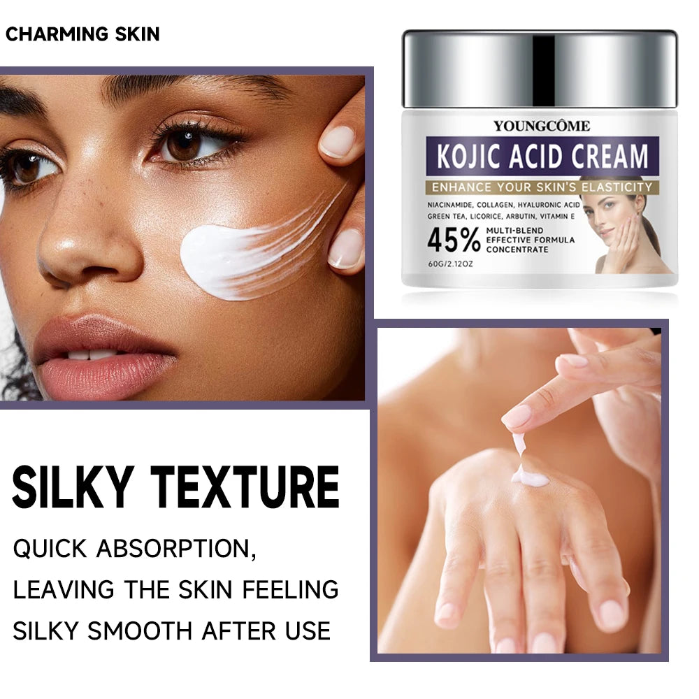 Kojic acid face cream containing collagen,hyaluronic acid,Improves the texture ofskin,Dark Skin BrightenSerum Fade Fine Lines