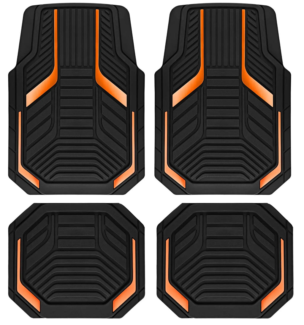Heavy Duty Rubber Floor Mats, Purple Aluminum Film Car Mats Set, Front and Rear Car Mats with Anti-Slip Backing, All Weather Protection, Trim-to-Fit for Automotive SUV, Sedan, Van