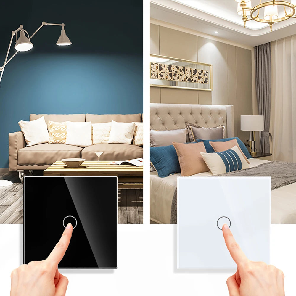 Touch Switch EU Light Sensor Switches Crystal Glass LED Button Panel Power AC100-240V 1/2/3 Gang Wall Lamp Interruttore