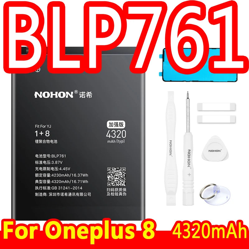 NOHON Battery For Oneplus 10 Pro 9 8 7 6 5 8T 7T 6T 5T 9RT 9R 10R Battery For One Plus BLP899 BLP827 BLP699 BLP685 BLP801 BLP861