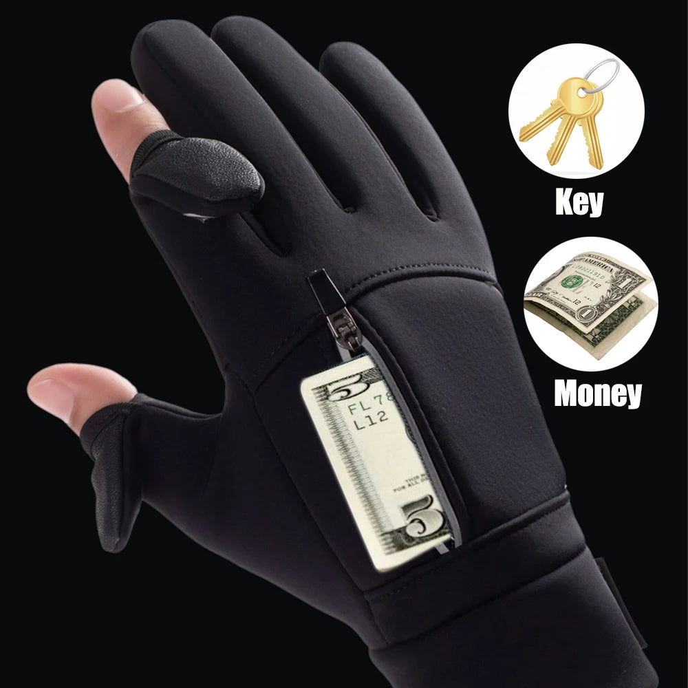 Winter Warm Touch Screen Gloves Outdoor Windproof Cold-proof Gloves Men Cycling Fishing Ski Gloves