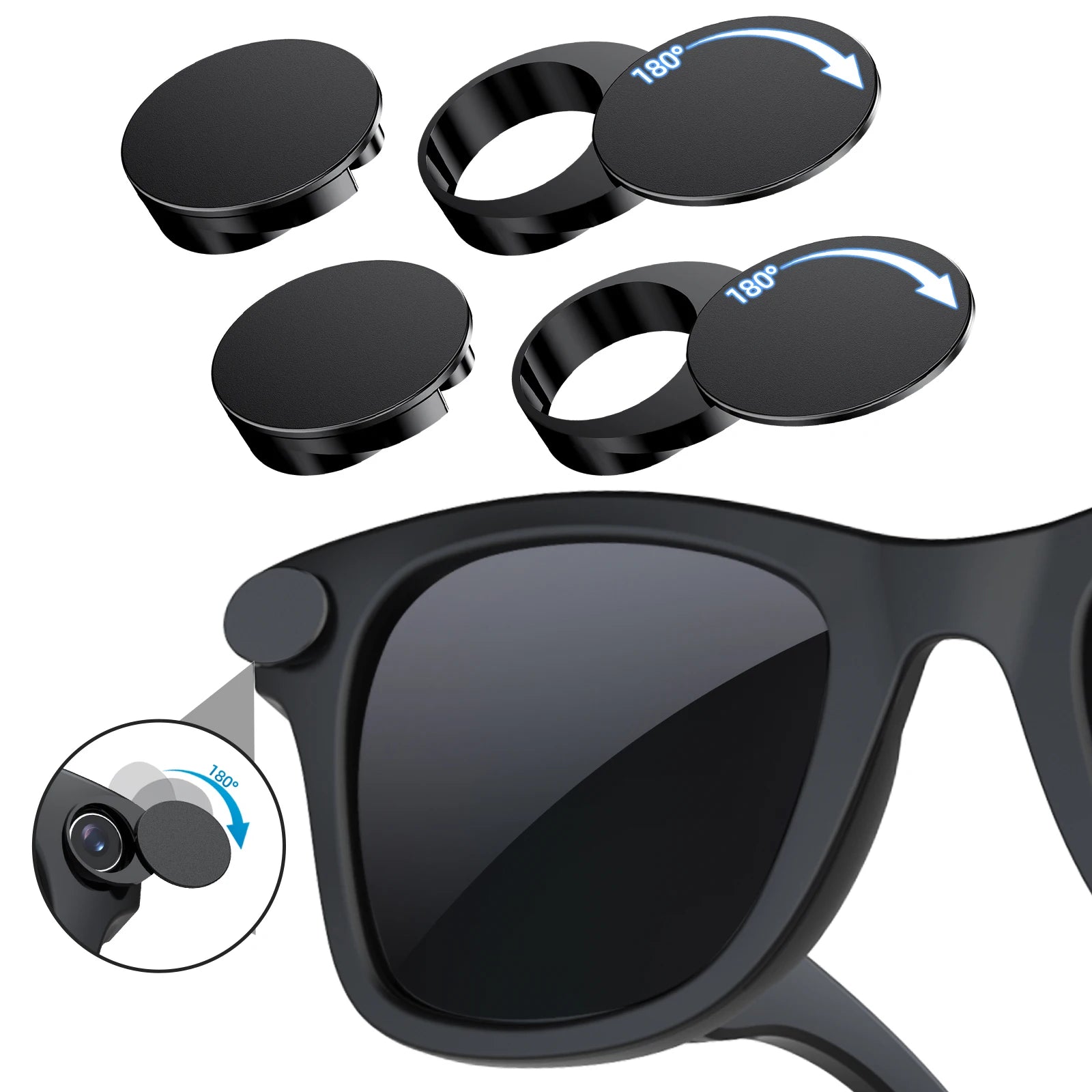 Rotating LED Light Cover Camera Lens Blocker for Smart AI Glasses,Privacy Slide Cap Cover, Safe Sunglasses Protector Accessory