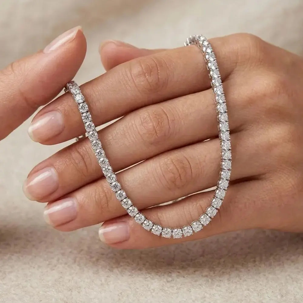 Kanolan GRA Certified Moissanite Tennis Necklace D VVS1 2/3/4/5/6.5mm 925 Sterling Silver Wedding Tennis Necklaces for Women Man