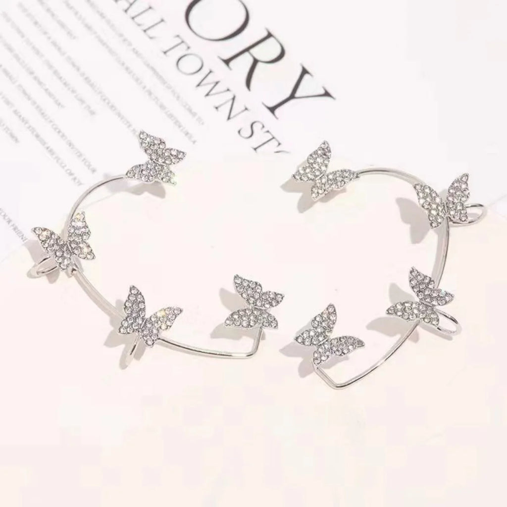 Korean Style Butterfly Ear Clips Without Piercing For Women Sparkling Zircon Ear Cuff Clip Earrings Wedding Party Jewelry Gifts