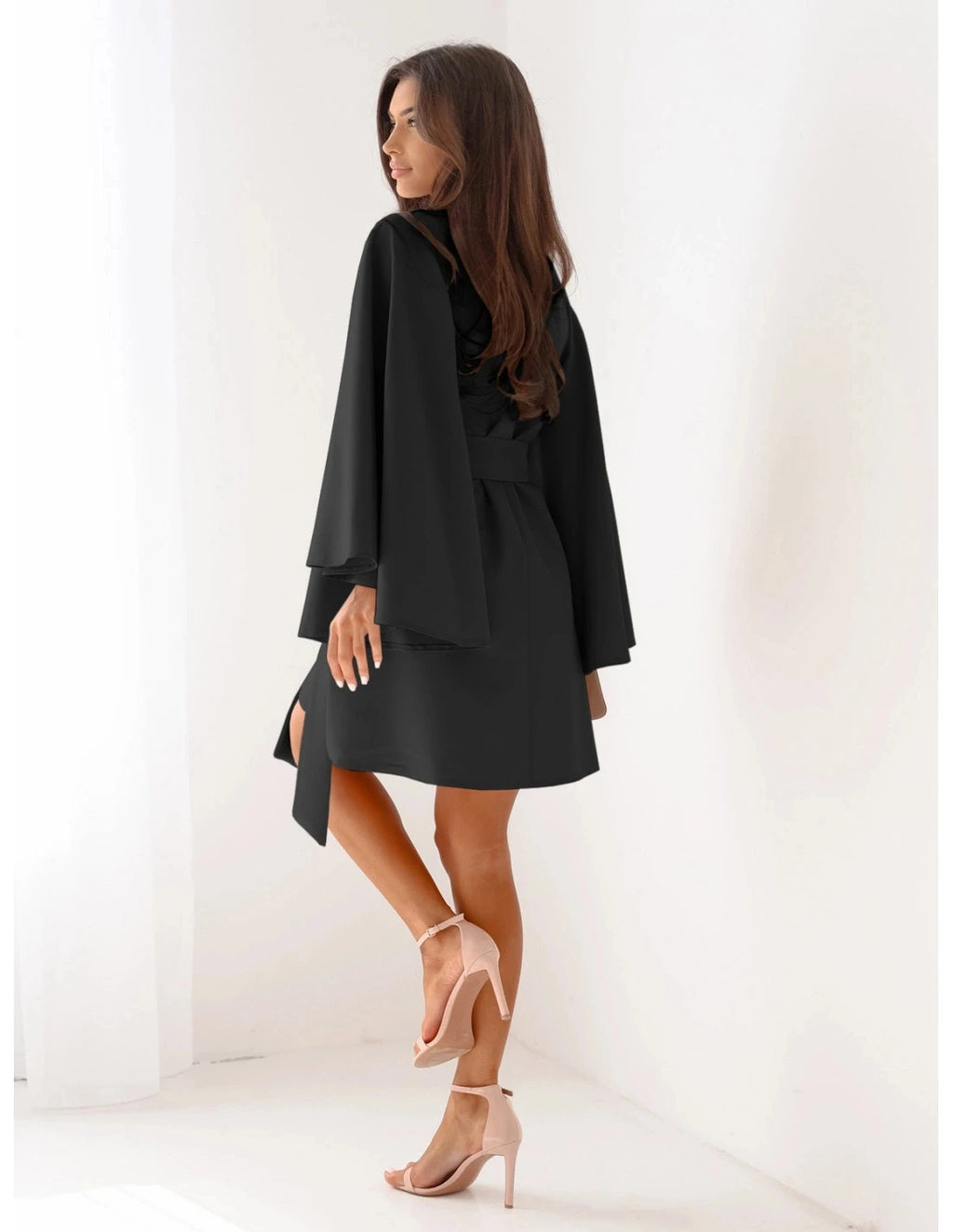 Women's Mini Dress Empire Waist Dresses Elegant Flare Cuff Sleeve Daily Fall Dress Regular Fit Pure Color Long Sleeve Crew Neck