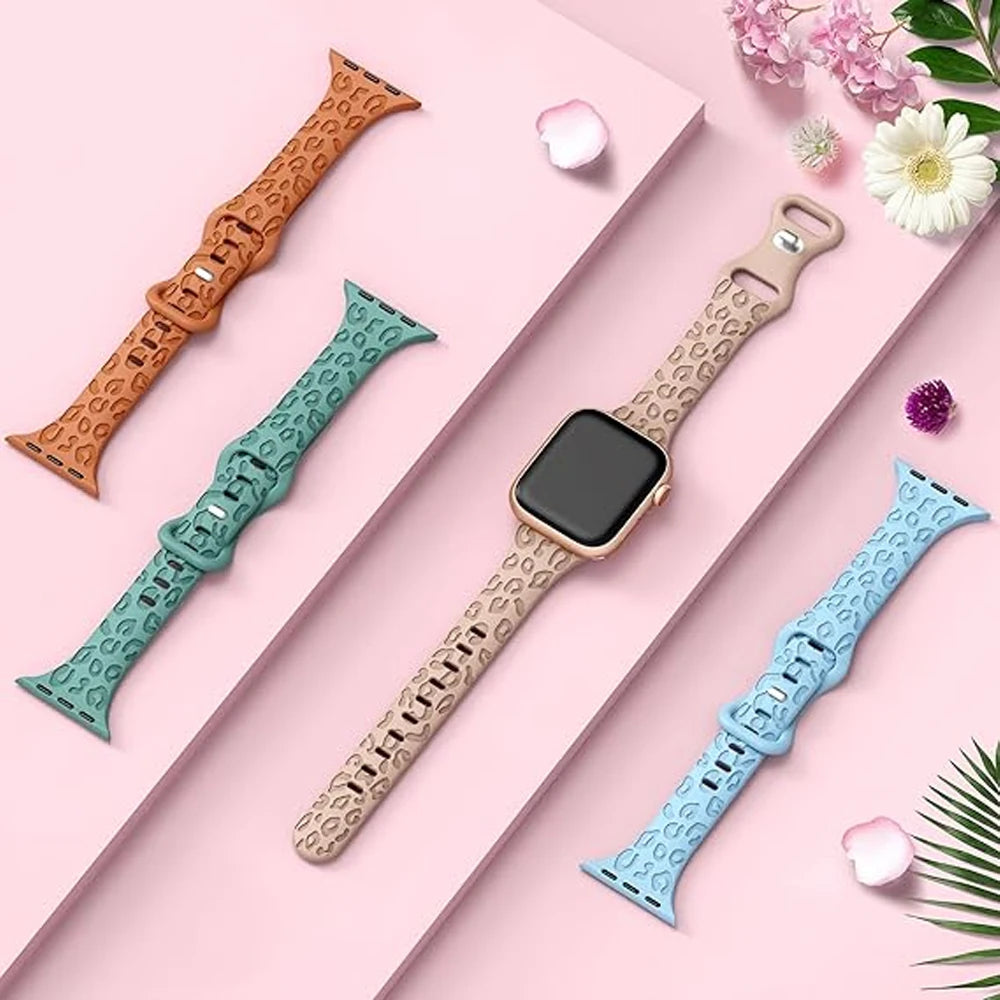 Slim Strap For Apple Watch Band 40mm 41mm 42mm 38mm 46 44mm 45mm Engraved Silicone bracelet Correa Series 11 10 8 7 6 9 5 4 3 SE
