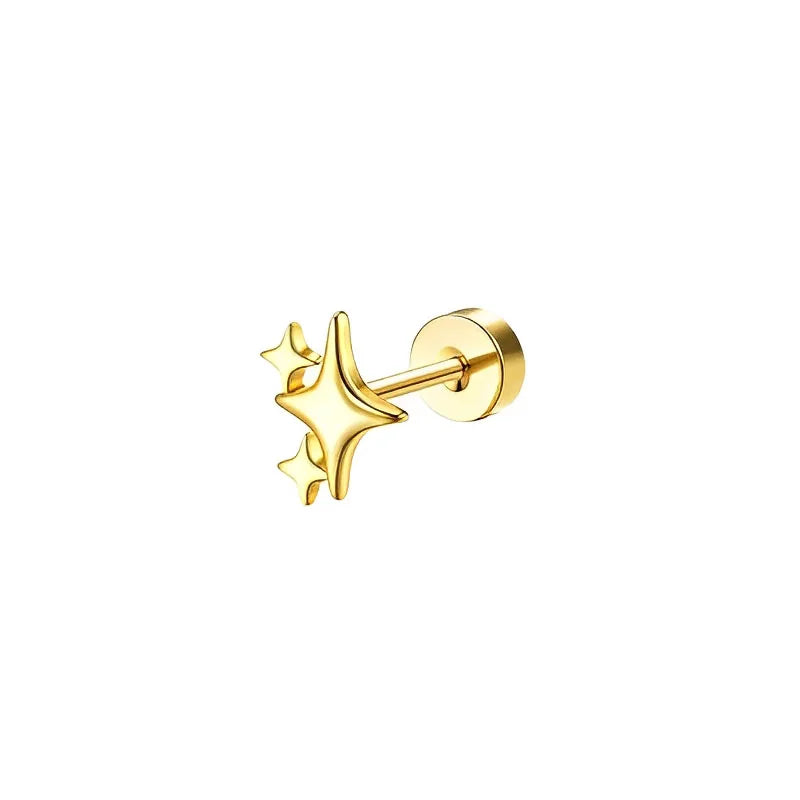 Bobisty 1pc Earrings Surgical Stainless Steel Earrings for Women Dainty Flat Back Earring Stud Hoop Cartilage for Sensitive Ears